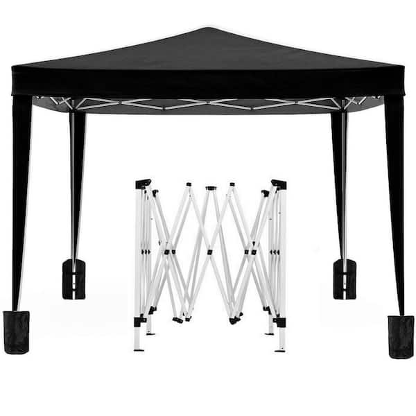 Unbranded 10 ft. x 10 ft. Black Folding Canopy with 4 Removable Sidewalls Outdoor Event Shelter