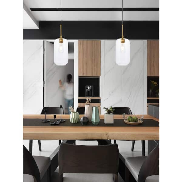 Timeless Home Conor 1-Light Brass Pendant with Clear Glass Shade
