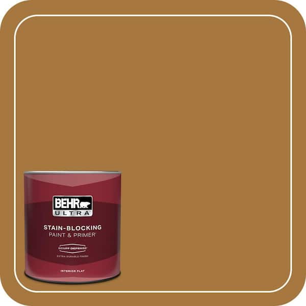 BEHR ULTRA 1 qt. #MQ4-06 Invitation Gold Extra Durable Flat Interior Paint & Primer
