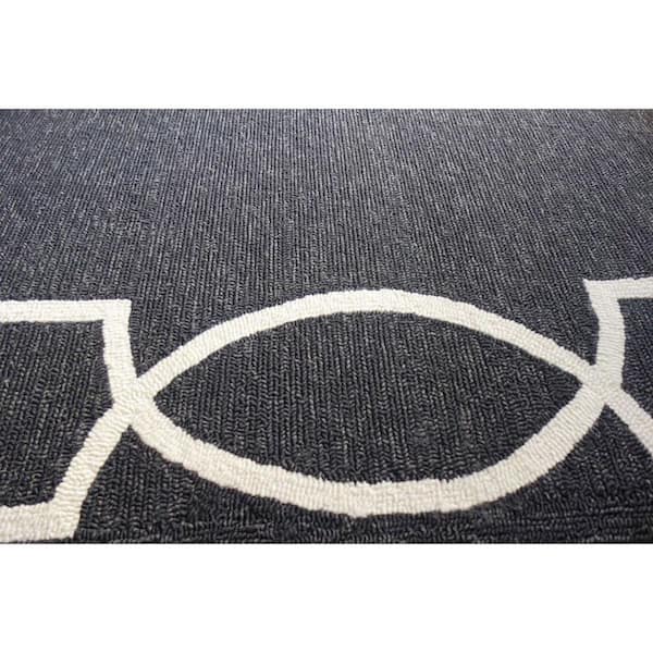 Black, White 8 ft. x 11 ft. Loomed Polypropylene Rectangle Indoor/Outdoor Area Rug