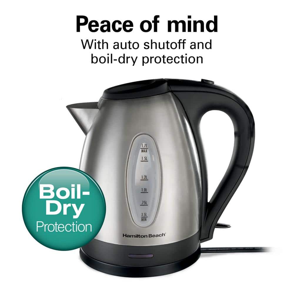 Hamilton Beach 1.7L Silver Stainless Steel Electric Tea Kettle