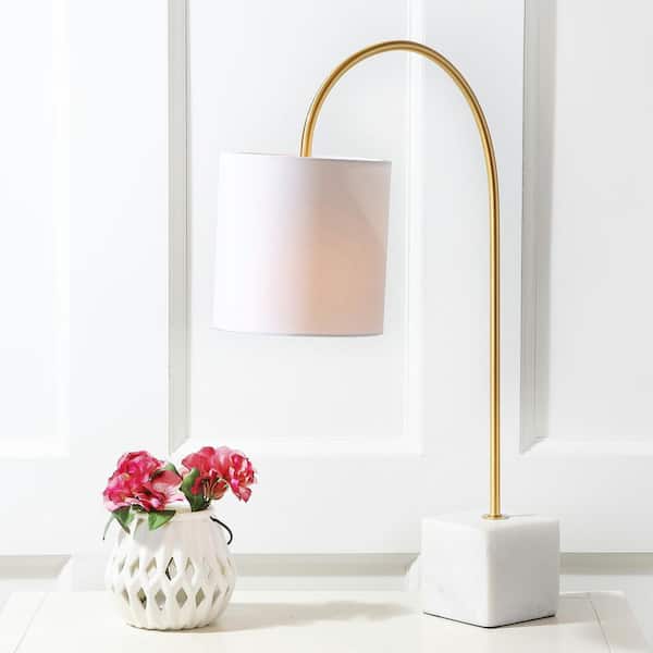 JONATHAN Y Fisher 25 in. H Marble/Brass Table Lamp