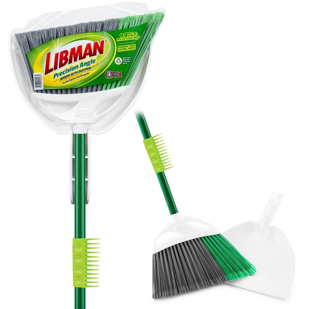 Libman 11 in. Precision Angle Broom with Dustpan Set 206 The Home Depot