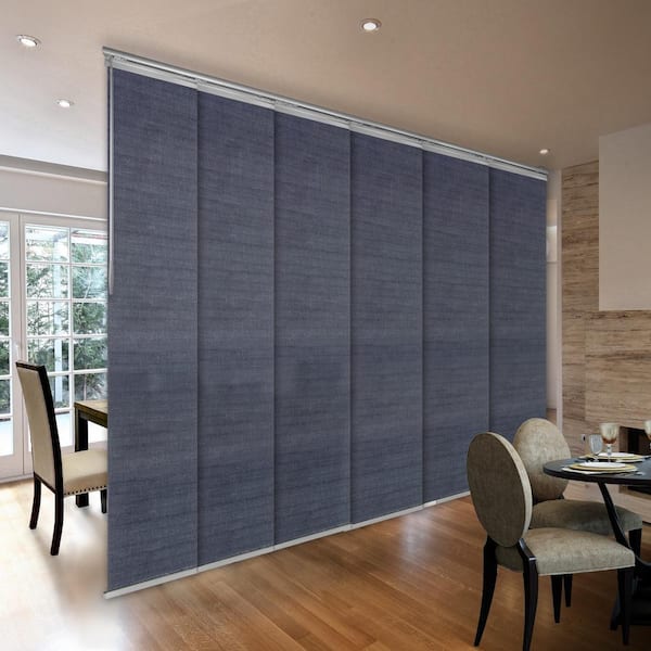 EMOH Midnight Blue Adjustable Sliding Single Rail Track with 23.5 in. Slates, Extendable 98 in. to 130 in. W x 116 in. L