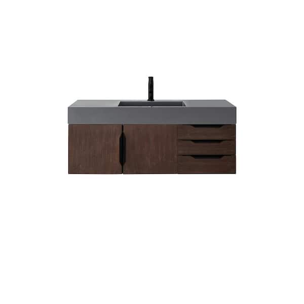 James Martin Vanities Mercer Island 48 in. W x 19.5 in. D x 19.3 in. H Single Bath Vanity in Coffee Oak with Dusk Grey Glossy Top