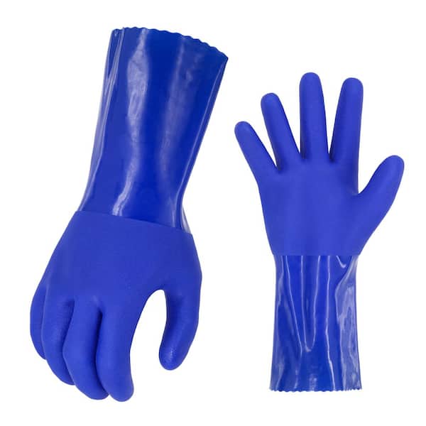 Blue Long Cuff Reusable PVC Coated - S/M