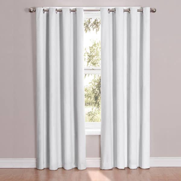 Eclipse Cassidy Thermaback White Polyester Solid 52 in. W x 63 in. L Lined Thermal Grommet Blackout Curtain