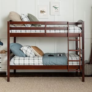 Espresso Traditional Solid Wood Twin Bunk Bed