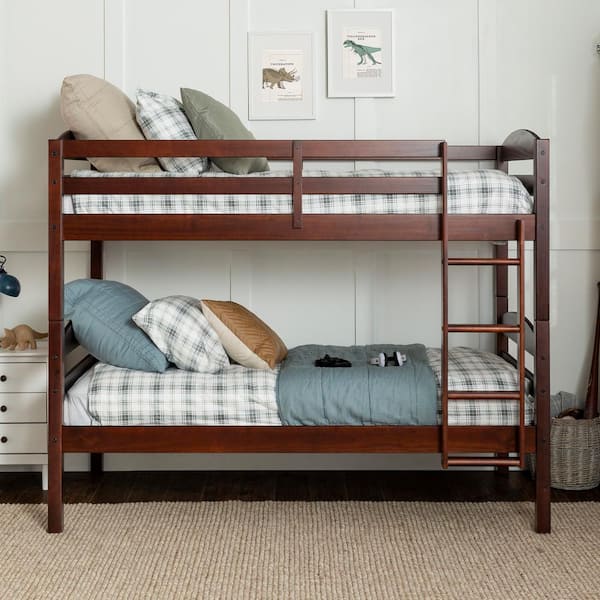 Welwick Designs Espresso Traditional Solid Wood Twin Bunk Bed