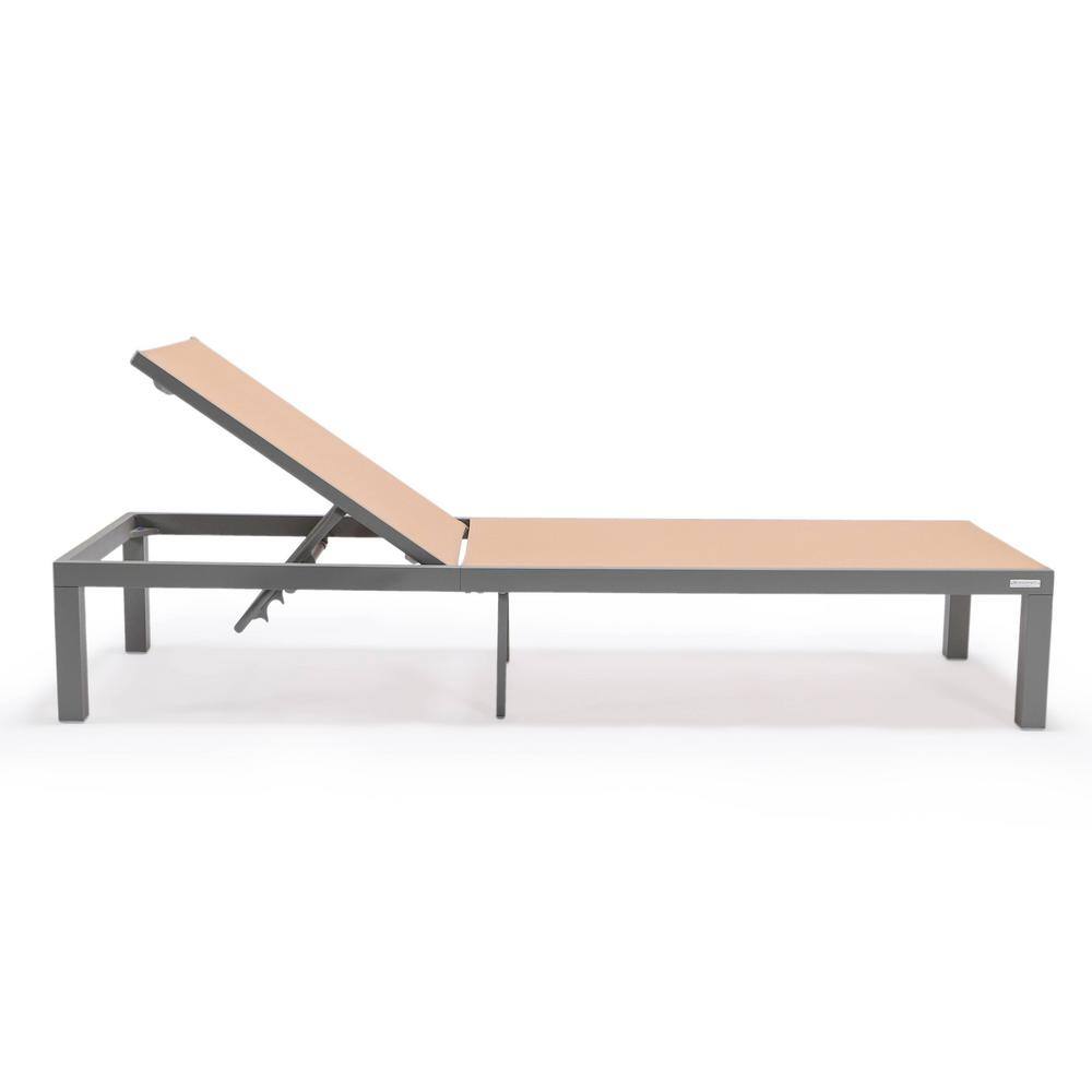 Light Brown Aluminum Armless Patio Chaise Lounge Chair