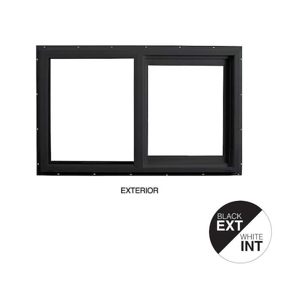 59.5 in. x 47.5 in. Select Series Vinyl Horizontal Sliding Left Hand Black Window with White Int, HP2+ Glass and Screen