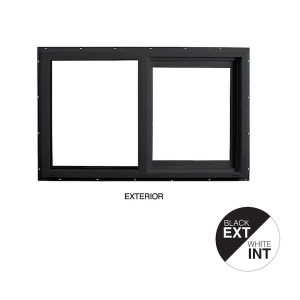 Ply Gem 59.5 in. x 47.5 in. Select Series Vinyl Horizontal Sliding Left Hand Black Window with White Int, HP2+ Glass and Screen