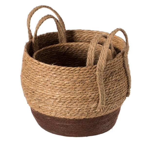 Vintage Woven Round Storage Basket With Handles Gift Basket - Temu