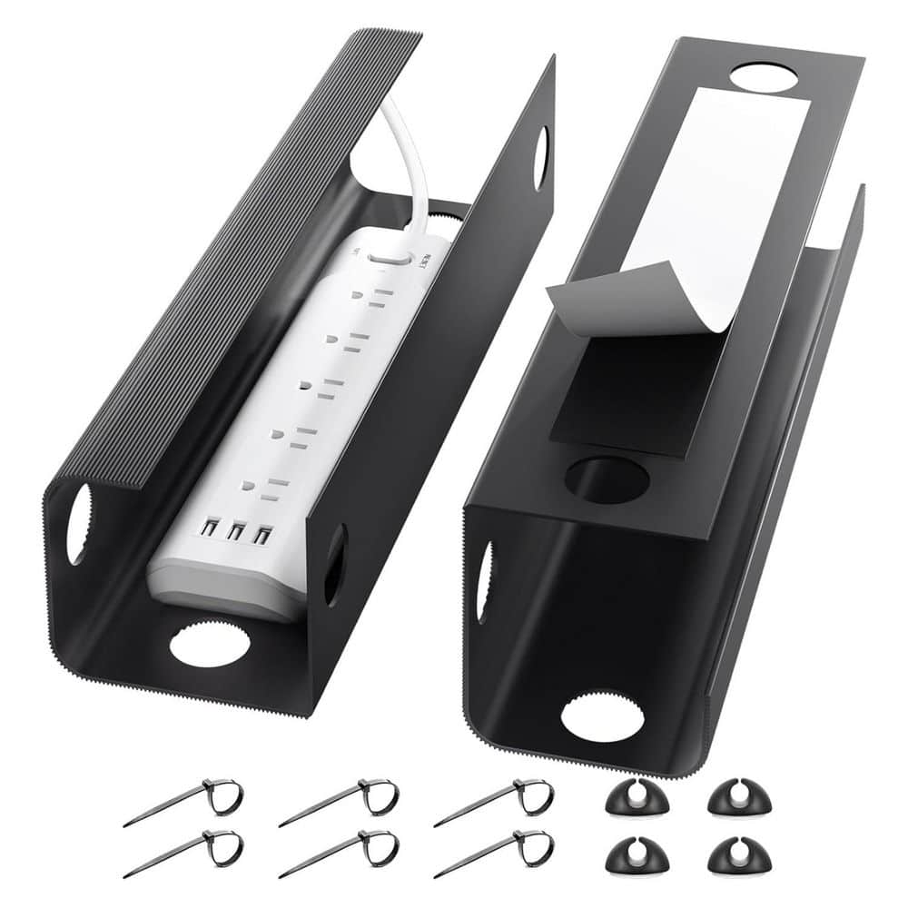 Under Desk Cable Management Tray 31.5 in. Cord Organizer No Screw No Drill Black 2 Pack for Office and Home price history on PriceWatchPro