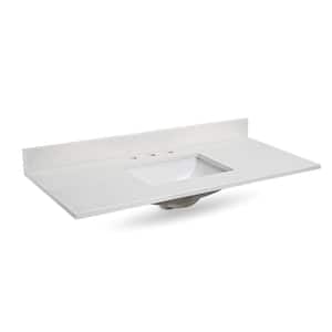 48 in. W x 22 in. D Quartz Vanity Top in White with Rectangle Single Sink with Backsplash