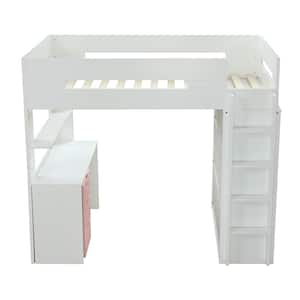 Nerice White and Pink 38 in. x 80 in. Loft Bed
