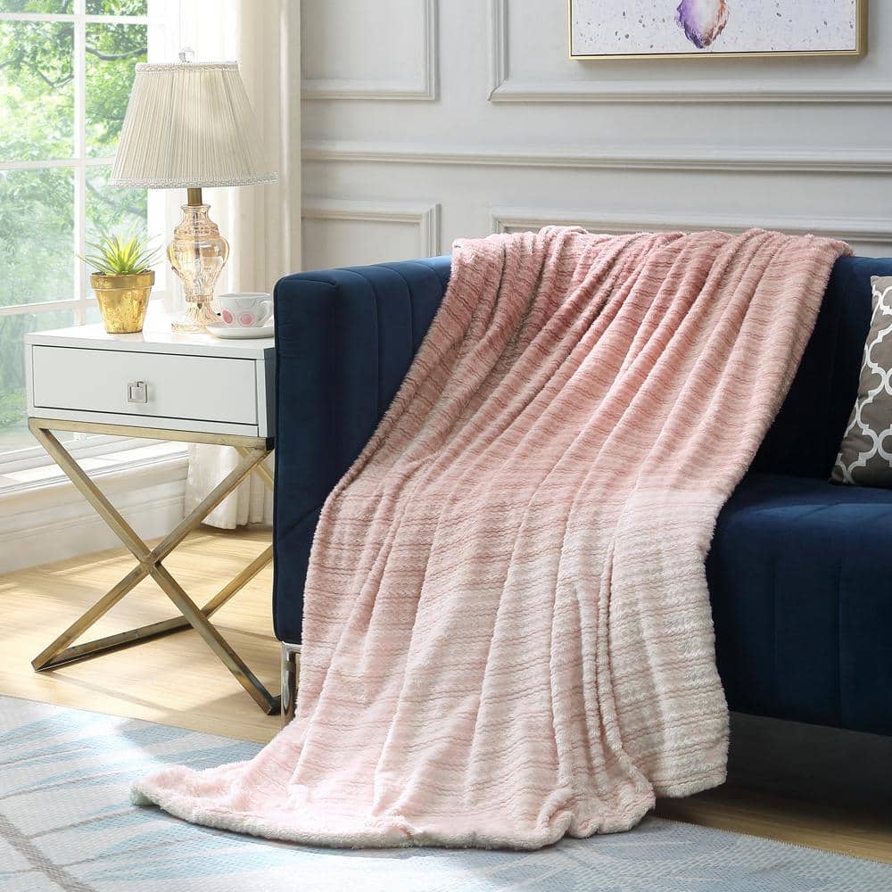 COZY TYME Jacques Blush Throw Super Soft 100% Polyester 60 in. x