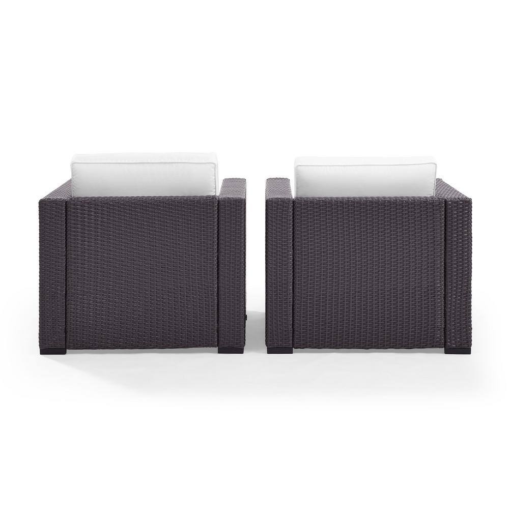 Biscayne White Cushioned Resin Wicker Patio Arm Chairs, Set of 2