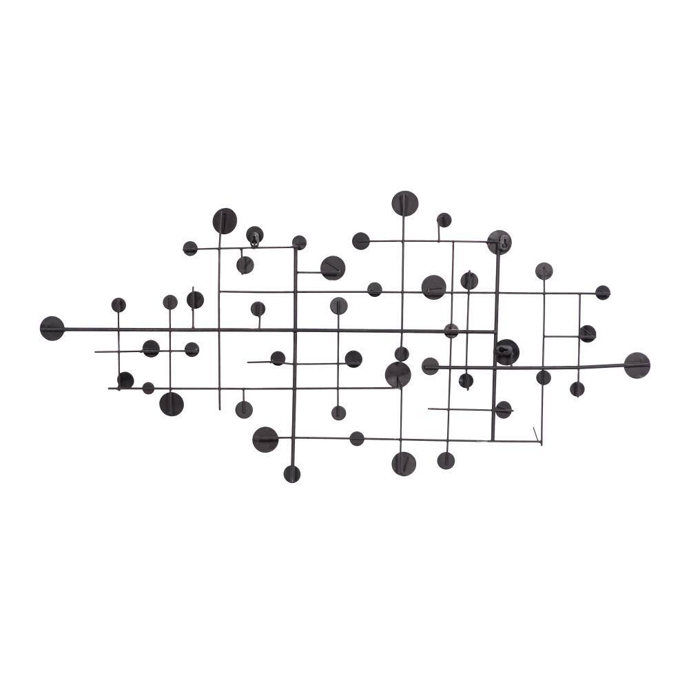 Silver Geometric Metal Wall Sculpture with Glass Beads