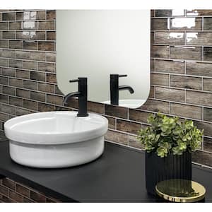 Brown 11.8 in. x 11.8 in. Polished Glass Subway Mosaic Tile (4.83 sq. ft./Case)