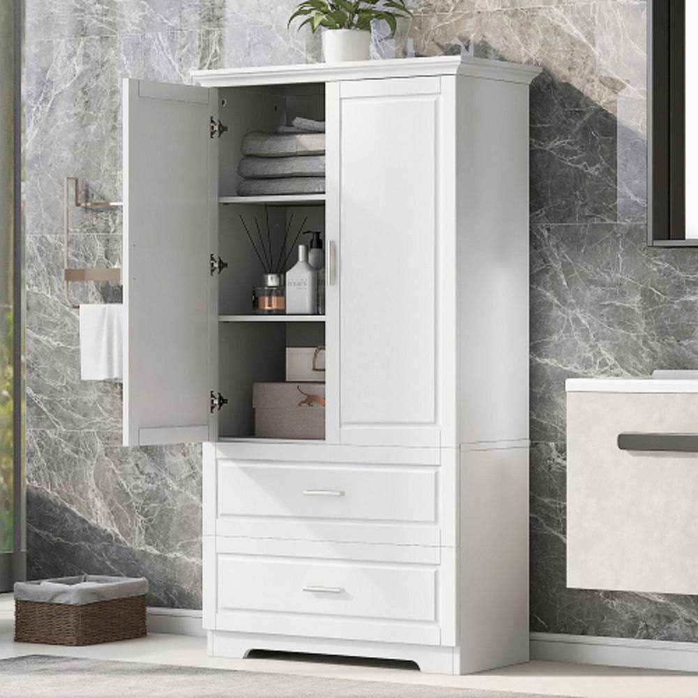 Modern 32 in. W x 15.00 in. D x 63.2 in. H White Linen Cabinet Tall and ...