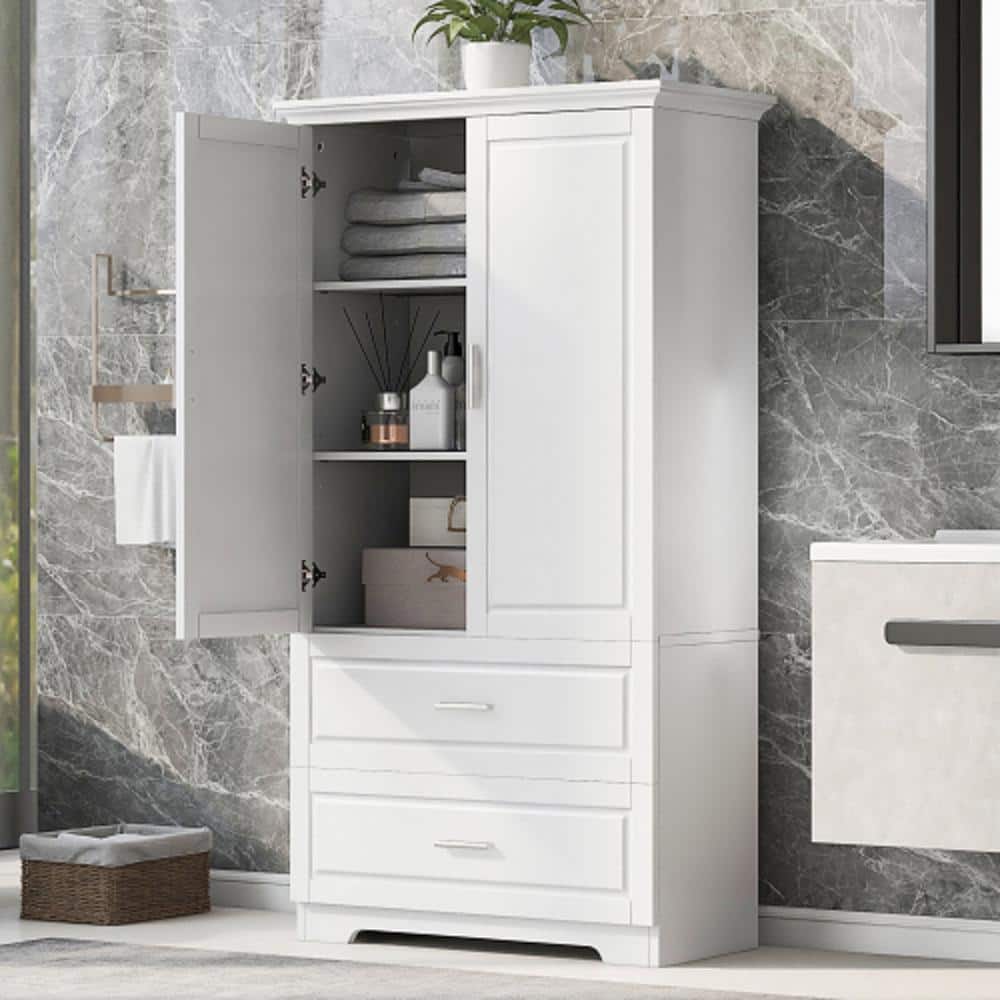 Modern 32 in. W x 15.00 in. D x 63.2 in. H White Linen Cabinet Tall and Wid