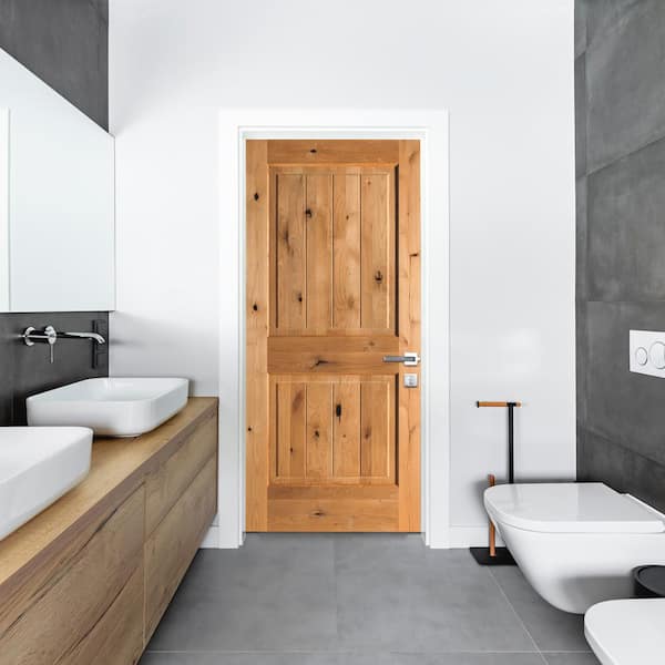 Krosswood Doors 36 in. x 80 in. Knotty Alder 2 Panel Square Top V