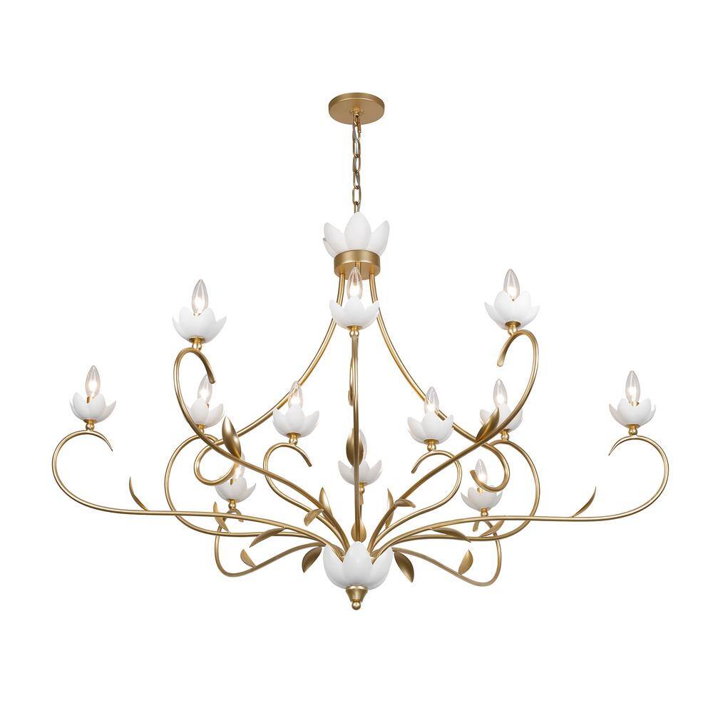 Muse 12-Light French Gold and White Cashmere Chandelier