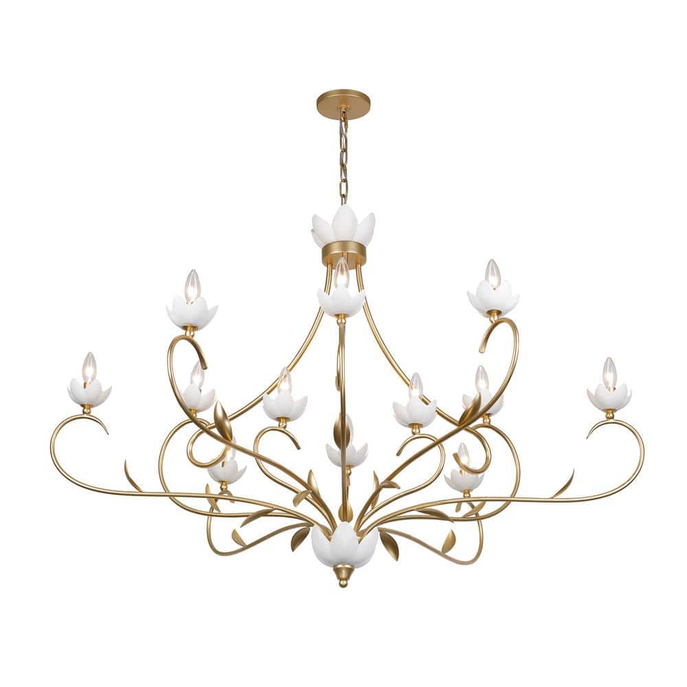 Muse 12-Light French Gold and White Cashmere Chandelier