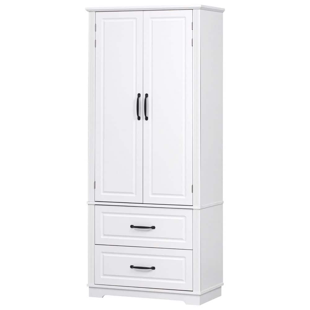 4-Shelf Freestanding White Wood Cupboard Cabinet Pantry Organizer with 2 Large Drawers and 8 Door Shelves price history on PriceWatchPro