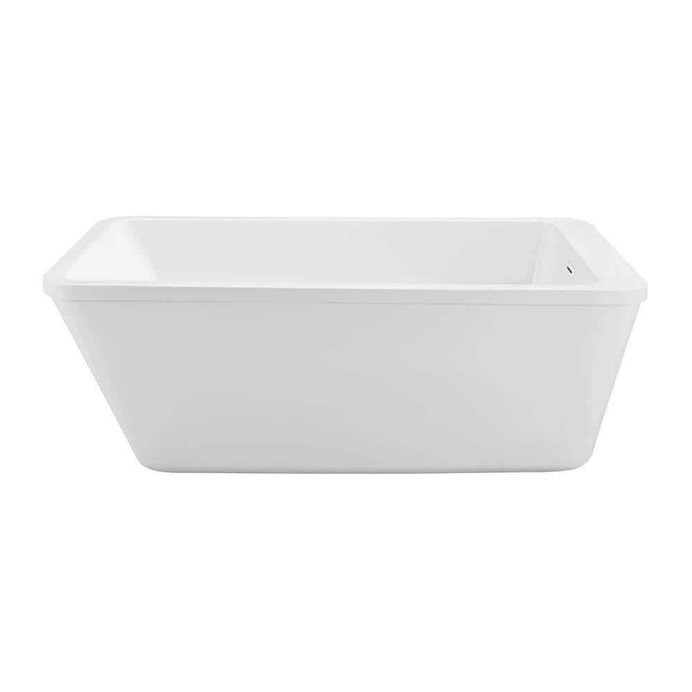 60" Glossy White Freestanding Acrylic Soaking Bathtub