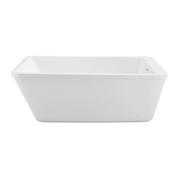 Streamline 60 in. Acrylic Flatbottom Non-Whirlpool Bathtub in Glossy White with Glossy White Drain and Overflow Cover