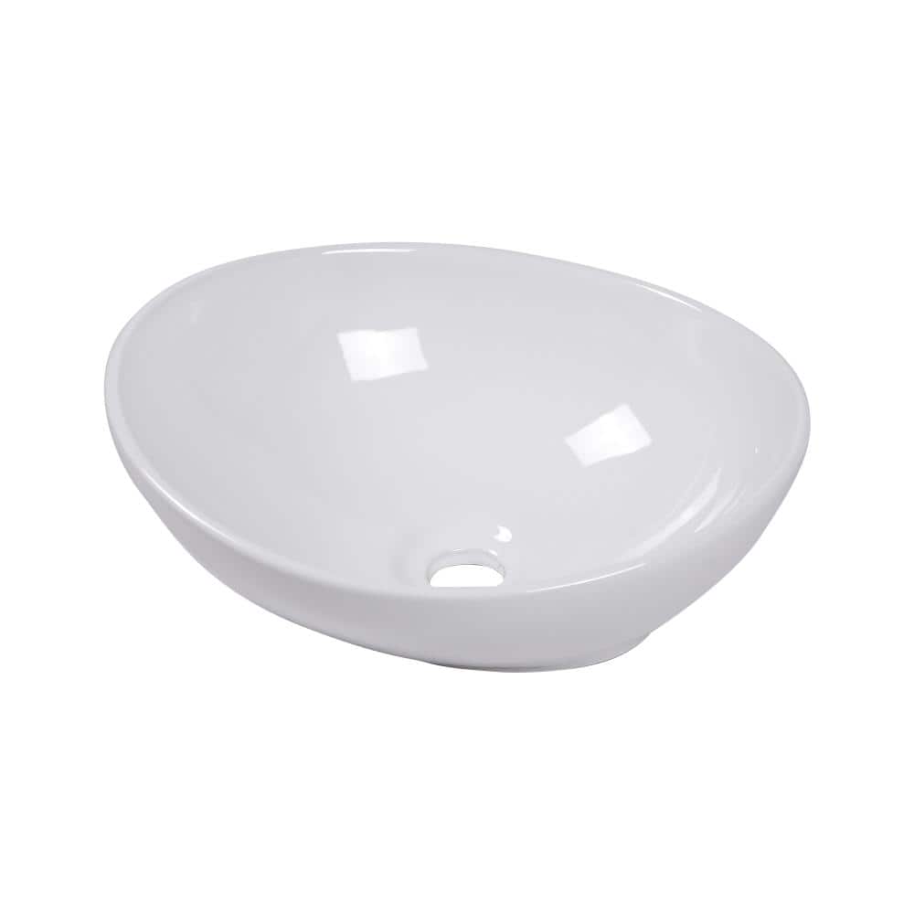 16 in. x 13 in. White Ceramic Oval Vessel Bathroom Sink with Art Basin, Faucet Not Included price history on PriceWatchPro