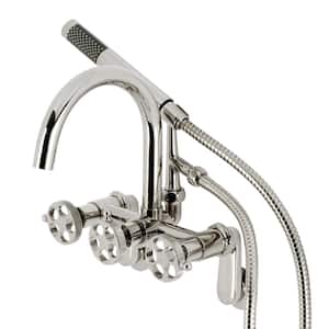 Webb 3-Handle Wall-Mount Clawfoot Tub Faucet with Hand Shower in Polished Nickel