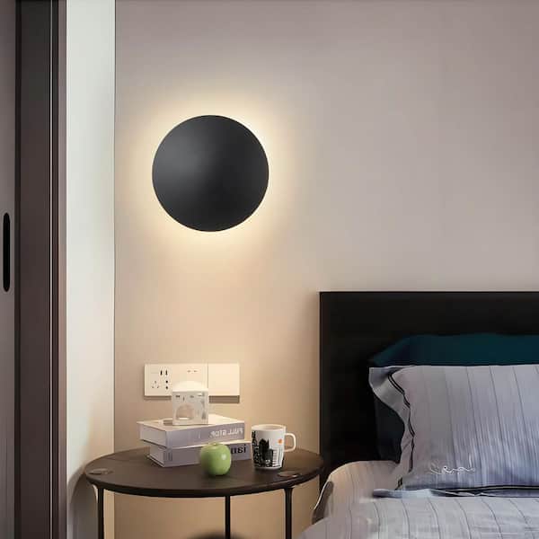 C Cattleya 2-pack 10 in. Black Aluminum Round Disc LED Indoor