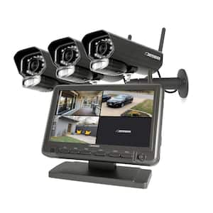 PHOENIXM2 Non-Wi-Fi Plug-In Power Security Camera System with 7 in. Monitor SD Card Recording and 3 Night Vision Cameras