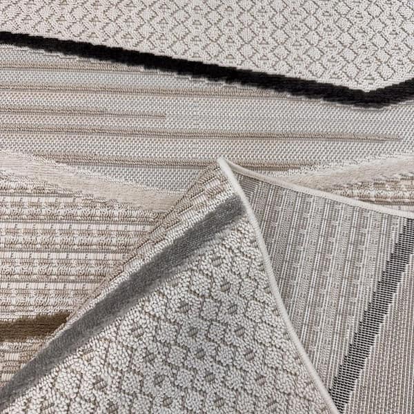 5 ft. x 8 ft. Gray Brown and Beige Abstract Area Rug