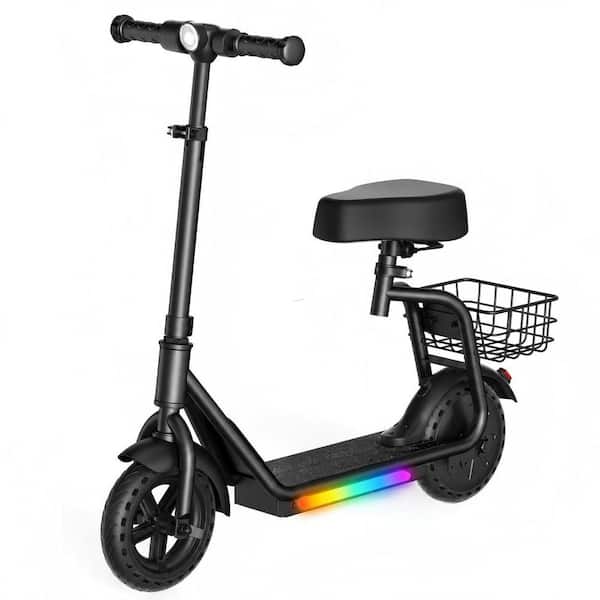 2-in-1 Kids Electric Scooter with 250W Motor, Headlight, Brake Taillight, Removable Seat and Basket for Kids