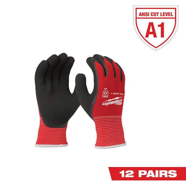 Medium Red Latex Level 1 Cut Resistant Insulated Winter Dipped Work Gloves (12-Pack)