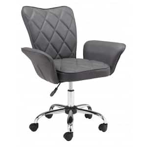 Julia Gray Faux Leather Office Chair with Nonadjustable Arms