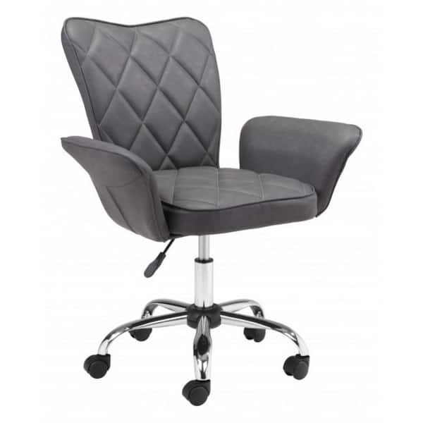 HomeRoots Julia Gray Faux Leather Office Chair with Nonadjustable Arms