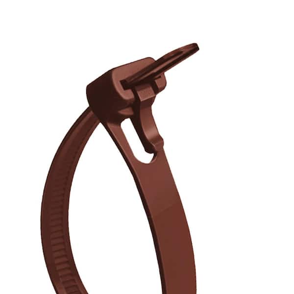 14 in. Reusable Releasable UL 21 Rated Cable Zip Ties (20-Pack) (Brown)