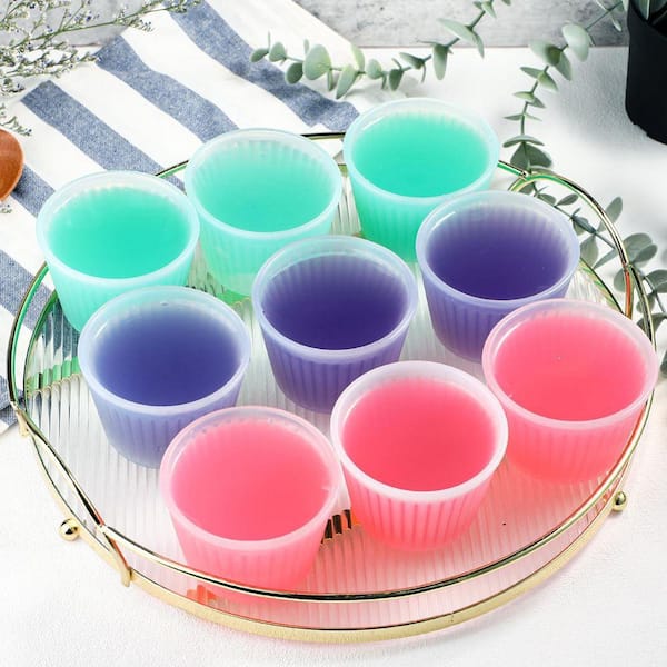 Silicone Clear Food Storage Containers Airtight Leakproof Souffle Pudding Jelly Sauce Cups for 4 oz. Cups 9 Pack