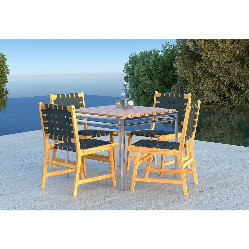Sava Teak-Toned Acacia Wood Armless Dining Chair