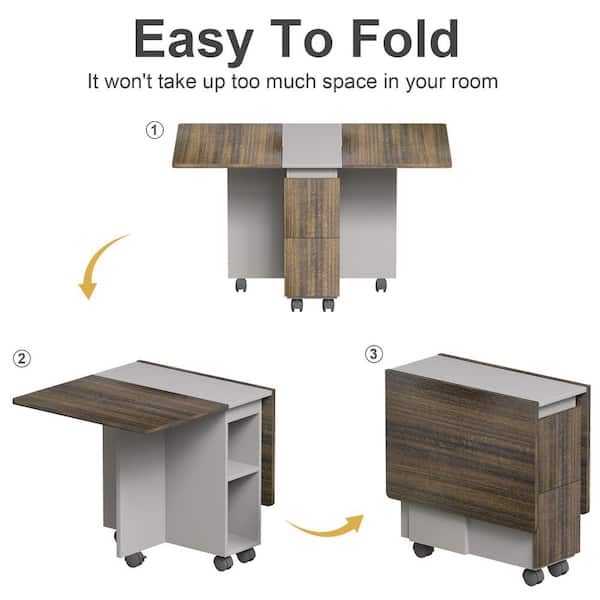 Hilanders Wood Kitchen Table ダークブラウン 74.5 inch Kitchen Island with Extendable Dining Table