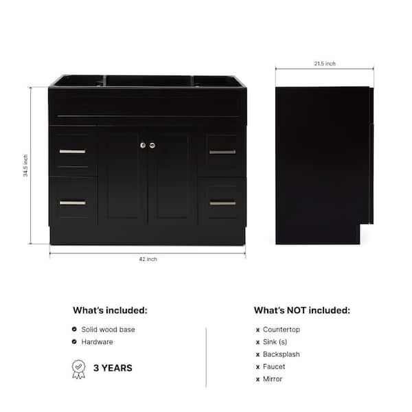 Hamlet 42 in. W x 21.5 in. D x 34.5 in. H Freestanding Bath Vanity Cabinet Only in Black