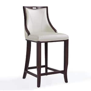 Emperor 41 in. Pearl White and Walnut Beech Wood Bar Stool