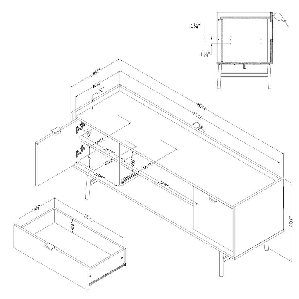 Gray Oak 75" TV Stand with Cabinet and Storage Shelves