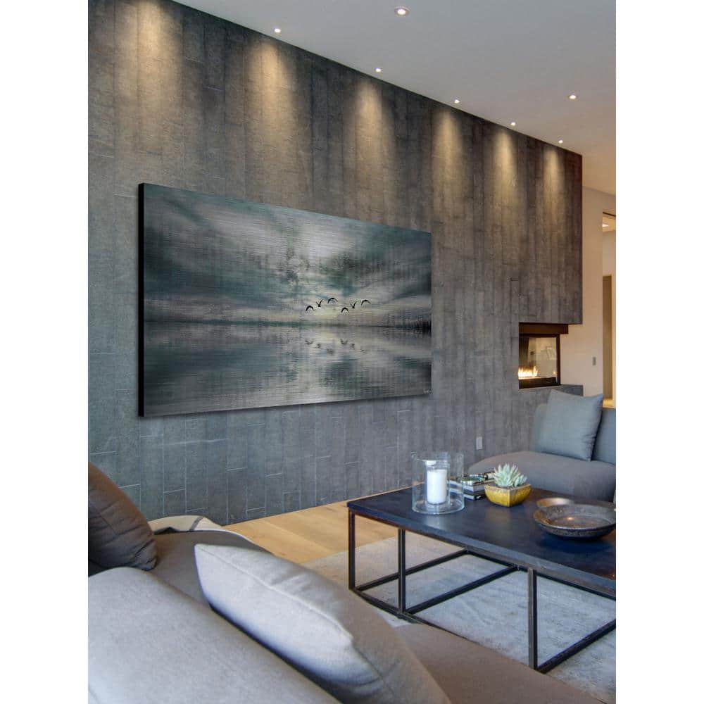 12 in. H x 24 in. W Birds Skylight by Parvez Taj Printed Brushed Alumi