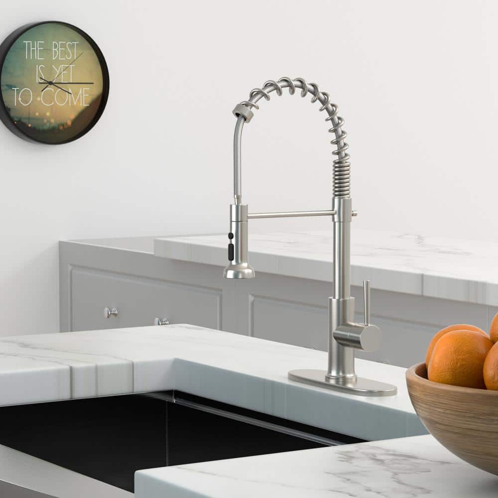 Brushed Nickel Single Handle Pull Down Kitchen Faucet with Pull-out Spray